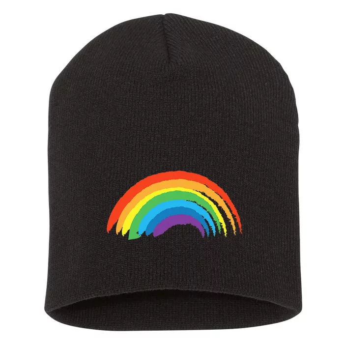 Rainbow Pride Retro Short Acrylic Beanie