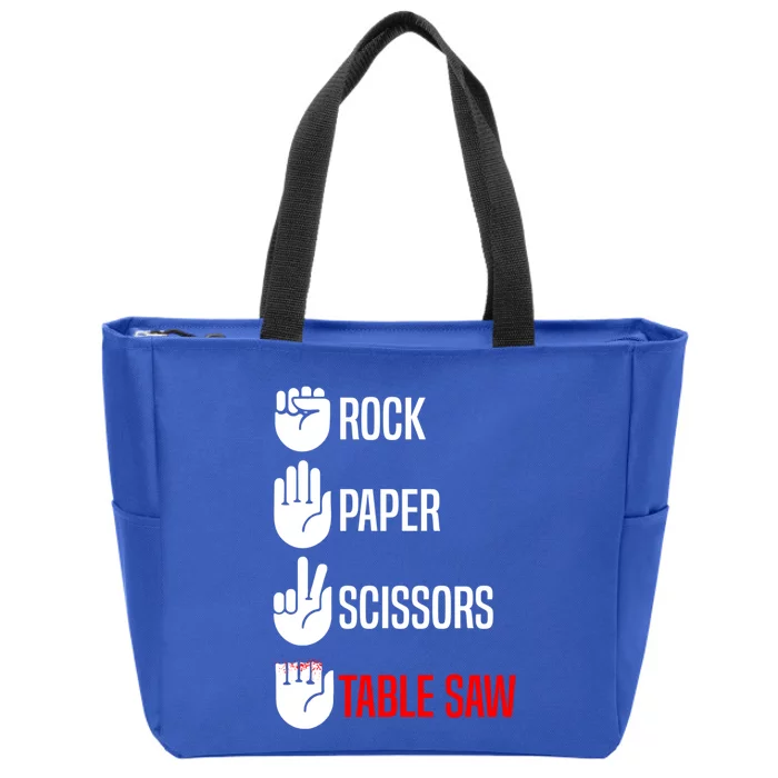 Rock Paper Scissors Table Saw Funny Woodworking Woodworker Gift Zip Tote Bag