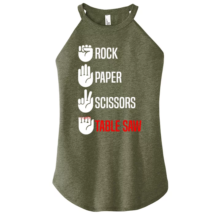 Rock Paper Scissors Table Saw Funny Woodworking Woodworker Gift Women’s Perfect Tri Rocker Tank