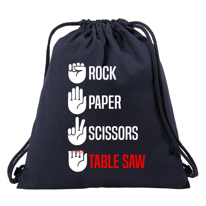 Rock Paper Scissors Table Saw Funny Woodworking Woodworker Gift Drawstring Bag