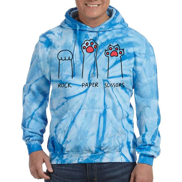 Rock Paper Scissors Cat Paws Tie Dye Hoodie