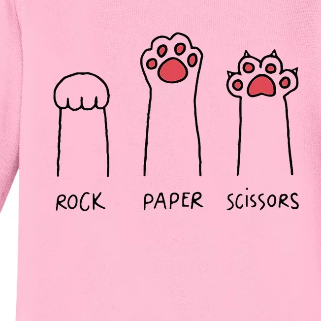 Rock Paper Scissors Cat Paws Baby Long Sleeve Bodysuit