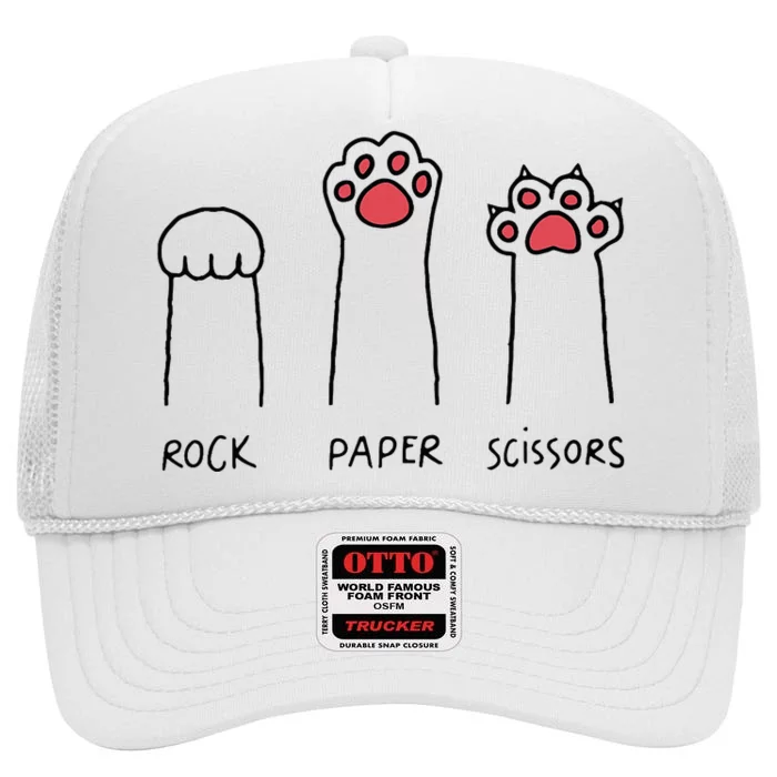 Rock Paper Scissors Cat Paws High Crown Mesh Trucker Hat