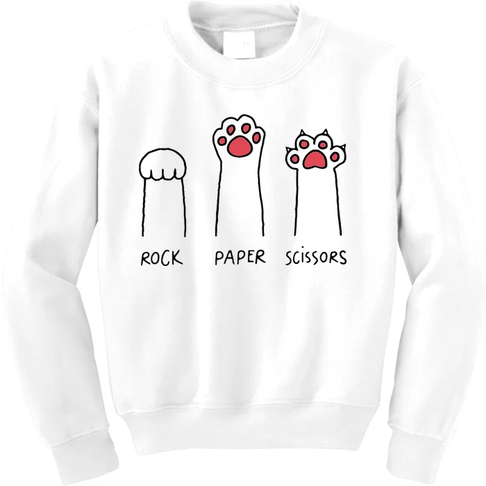 Rock Paper Scissors Cat Paws Kids Sweatshirt