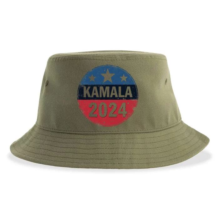 Retro Political Support For Kamala 2024 Sustainable Bucket Hat