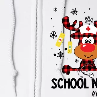 Red Plaid School Nurse Life Reindeer Christmas Pajama Xmas Full Zip Hoodie