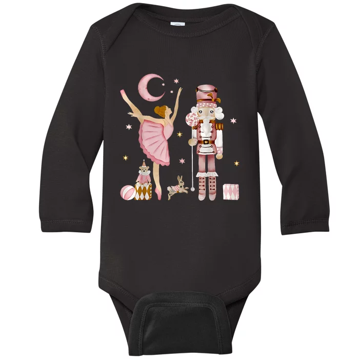 Retro Pink Sugar Plum Fairy Nutcracker Christmas Cute Xmas Baby Long Sleeve Bodysuit