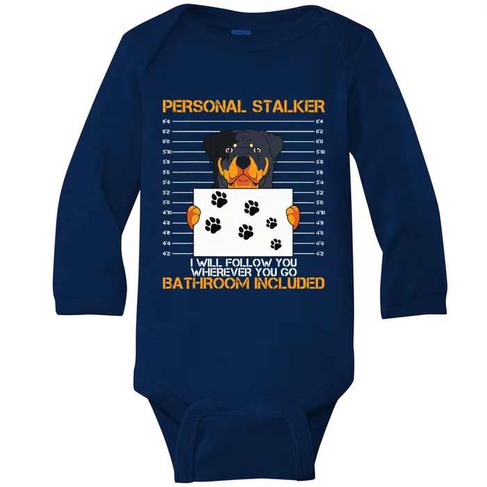 Rottweiler Personal Stalker Dog Owner Breeders Fur Parent Baby Long Sleeve Bodysuit