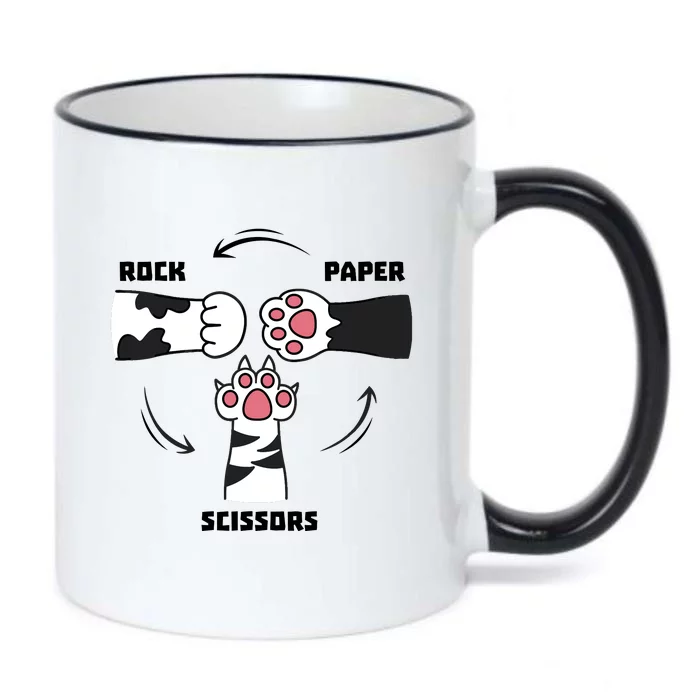 Rock Paper Scissors Cat Paws Black Color Changing Mug