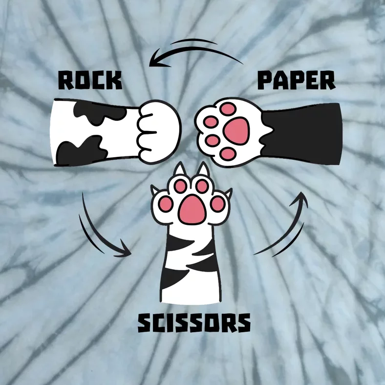 Rock Paper Scissors Cat Paws Tie-Dye T-Shirt