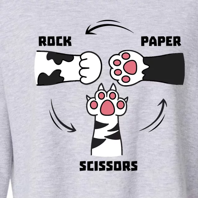 Rock Paper Scissors Cat Paws Cropped Pullover Crew