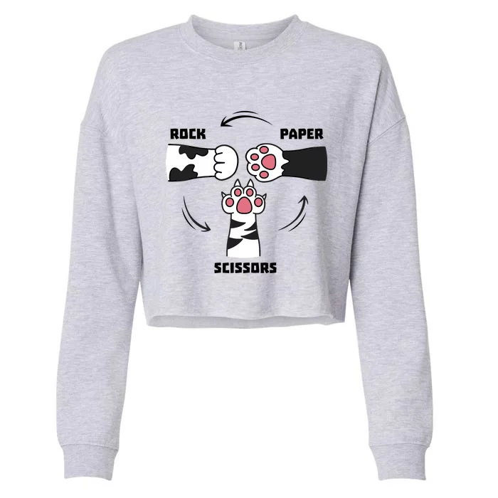 Rock Paper Scissors Cat Paws Cropped Pullover Crew