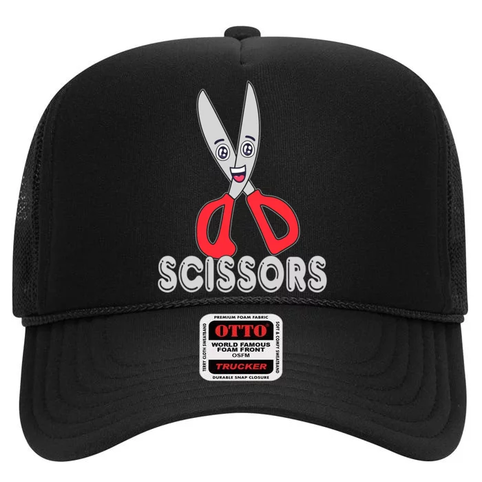 Rock Paper Scissors Funny Group Halloween Costumes High Crown Mesh Trucker Hat