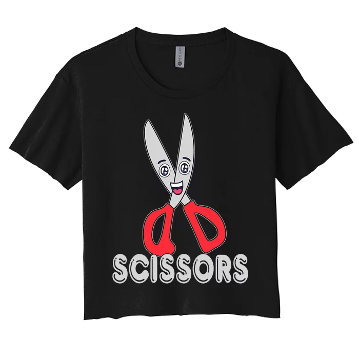 Rock Paper Scissors Funny Group Halloween Costumes Women's Crop Top Tee