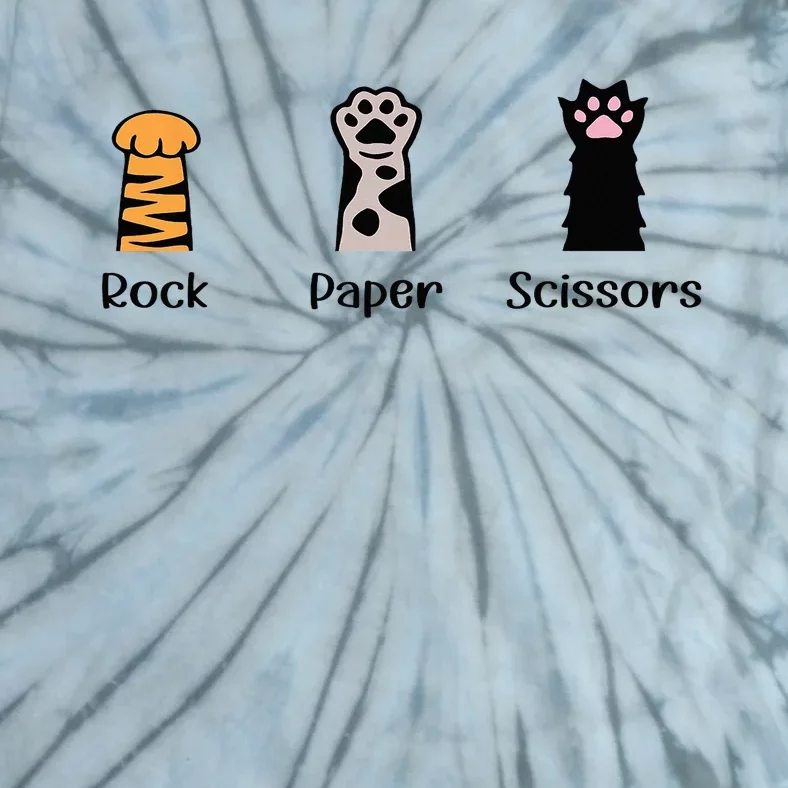 Rock Paper Scissors Cute Paws Hand Game Pet Lover Funny Cat Tie-Dye T-Shirt