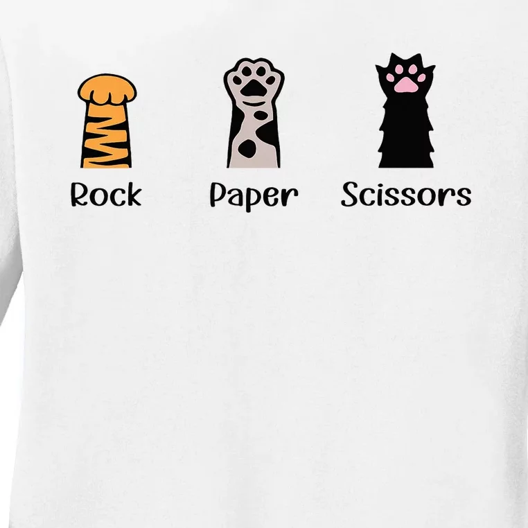 Rock Paper Scissors Cute Paws Hand Game Pet Lover Funny Cat Ladies Long Sleeve Shirt