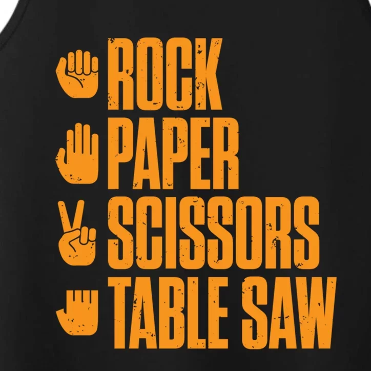 Rock Paper Scissors Table Saw Funny Carpenter Gift Performance Tank