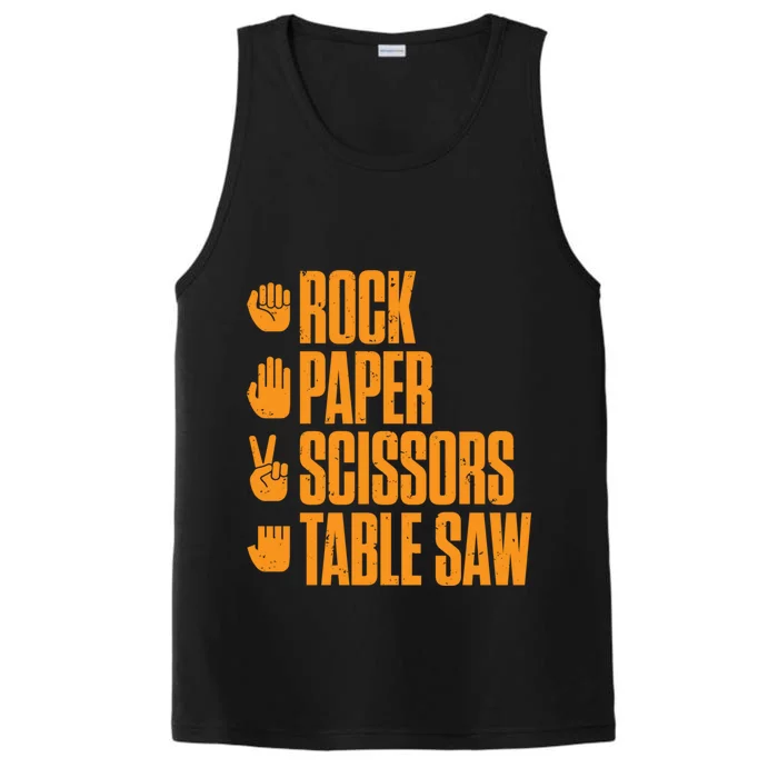 Rock Paper Scissors Table Saw Funny Carpenter Gift Performance Tank