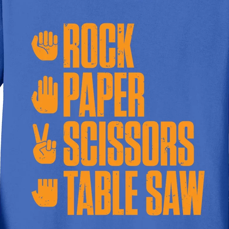 Rock Paper Scissors Table Saw Funny Carpenter Gift Kids Long Sleeve Shirt