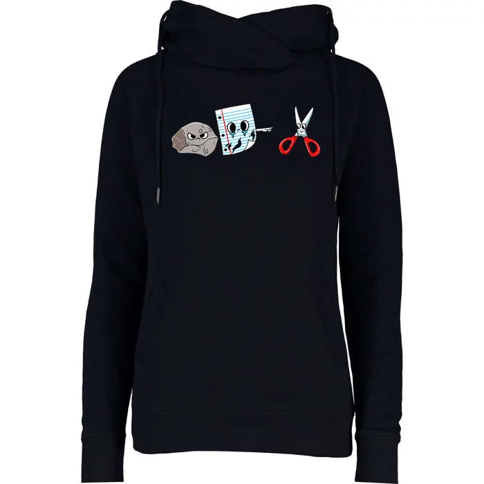 rock paper scissors game cute Womens Funnel Neck Pullover Hood