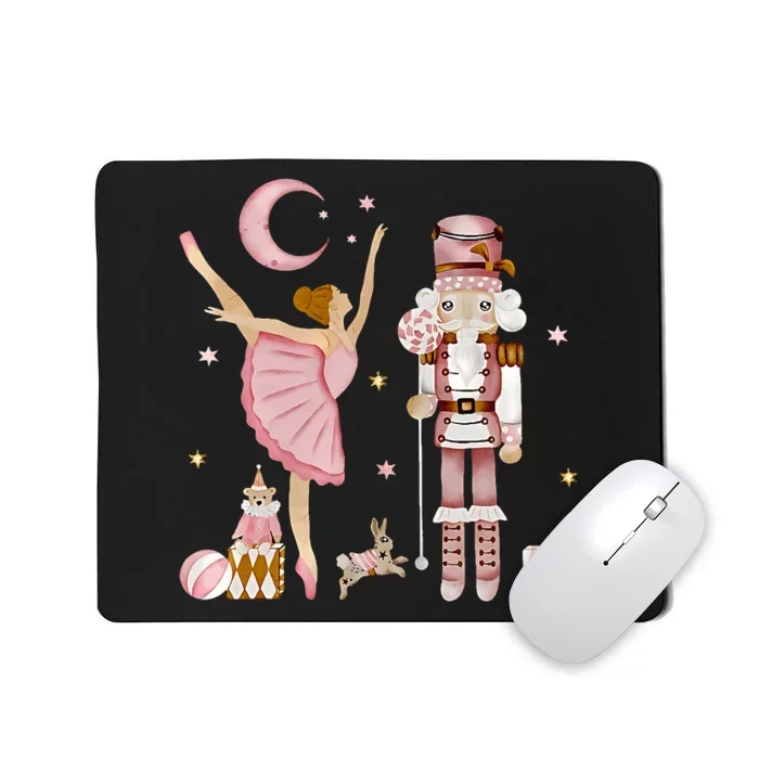 Retro Pink Sugar Plum Fairy Nutcracker Christmas Cute Xmas Mousepad