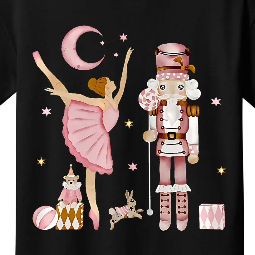 Retro Pink Sugar Plum Fairy Nutcracker Christmas Cute Xmas Kids T-Shirt