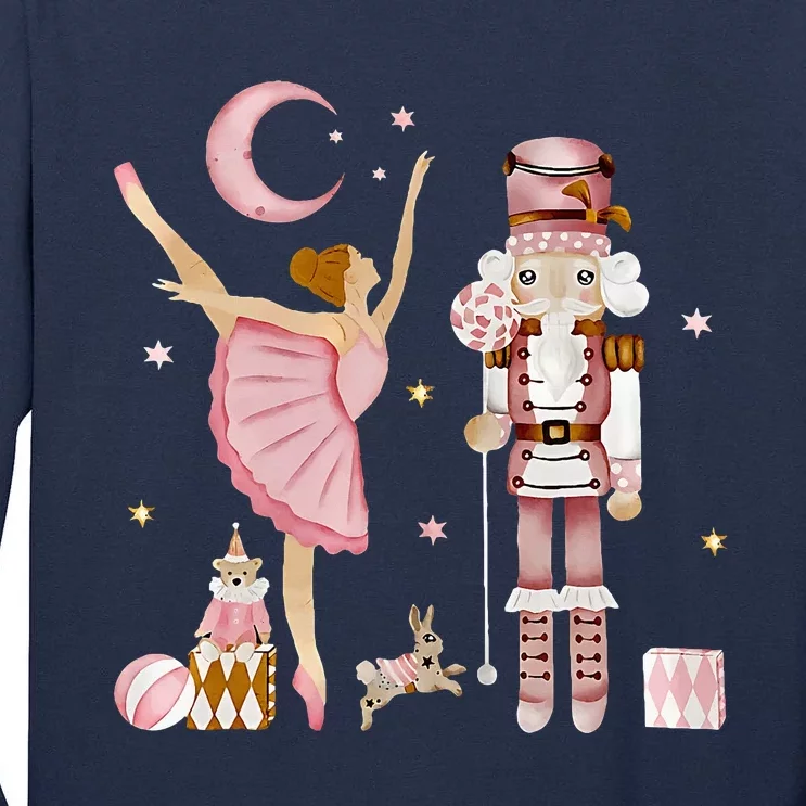 Retro Pink Sugar Plum Fairy Nutcracker Christmas Tall Long Sleeve T-Shirt