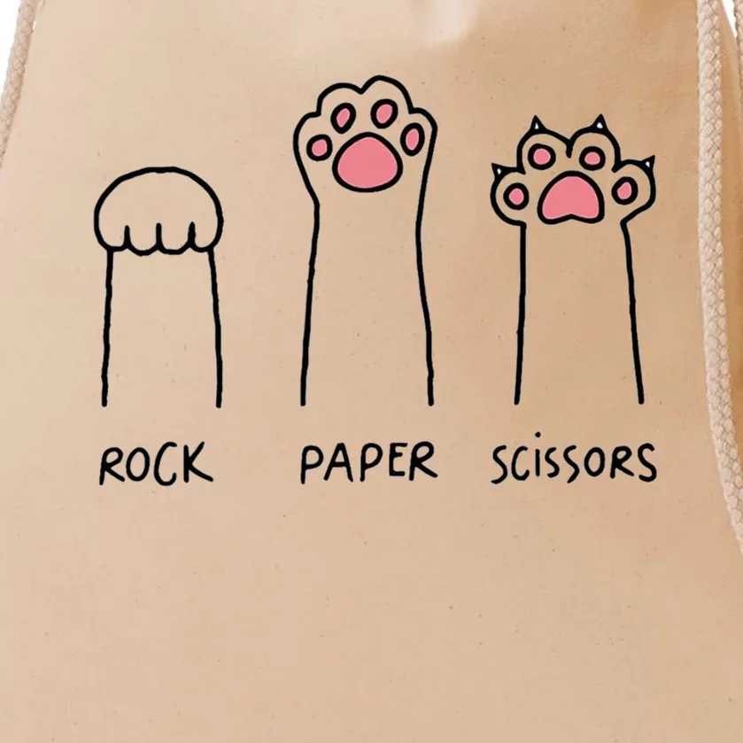 Rock Paper Scissors Hand Game Cute Paw Funny Cat Drawstring Bag