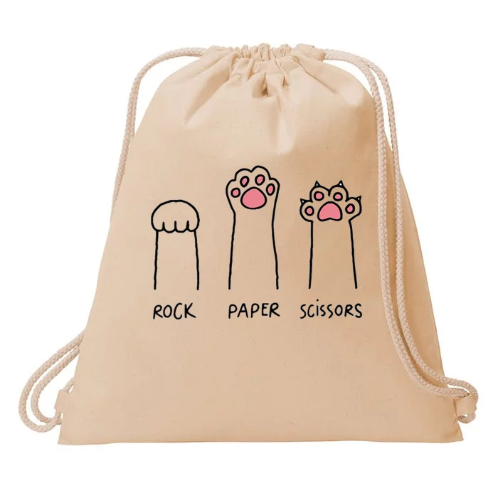 Rock Paper Scissors Hand Game Cute Paw Funny Cat Drawstring Bag