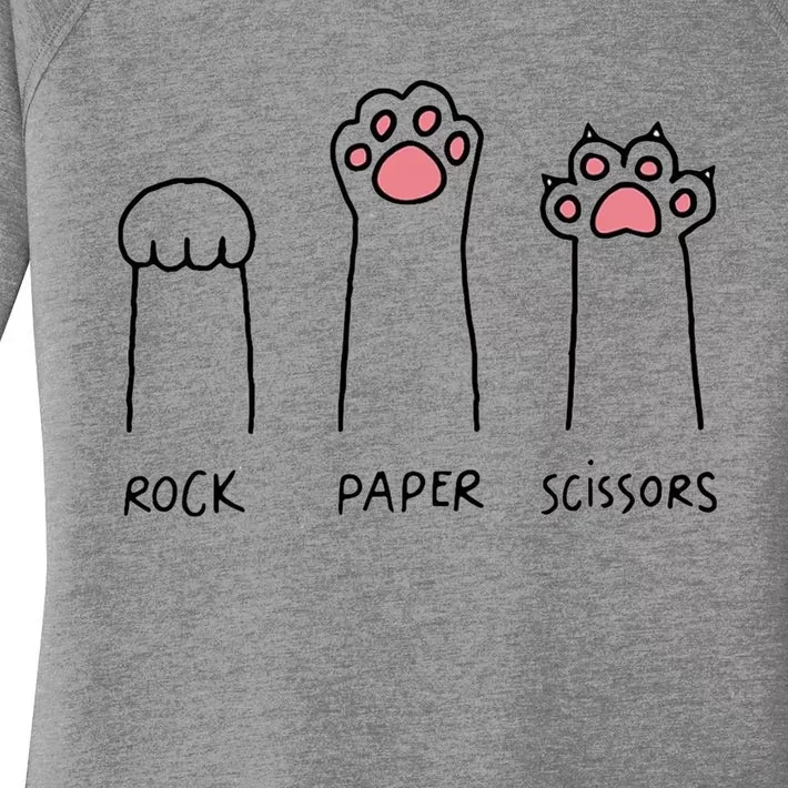 Rock Paper Scissors Hand Game Cute Paw Funny Cat Women's Perfect Tri Tunic Long Sleeve Shirt