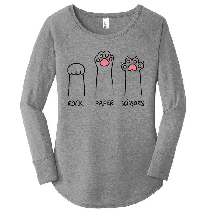 Rock Paper Scissors Hand Game Cute Paw Funny Cat Women's Perfect Tri Tunic Long Sleeve Shirt