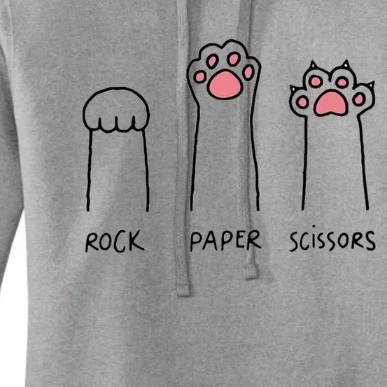 Rock Paper Scissors Hand Game Cute Paw Funny Cat Women's Pullover Hoodie