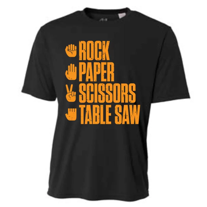 Rock Paper Scissors Table Saw Funny Carpenter Hoodie Cooling Performance Crew T-Shirt