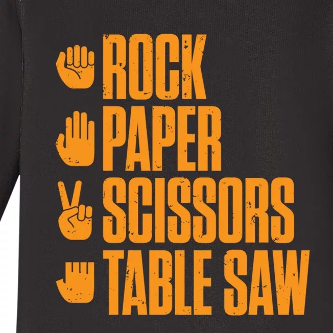 Rock Paper Scissors Table Saw Funny Carpenter Hoodie Baby Long Sleeve Bodysuit