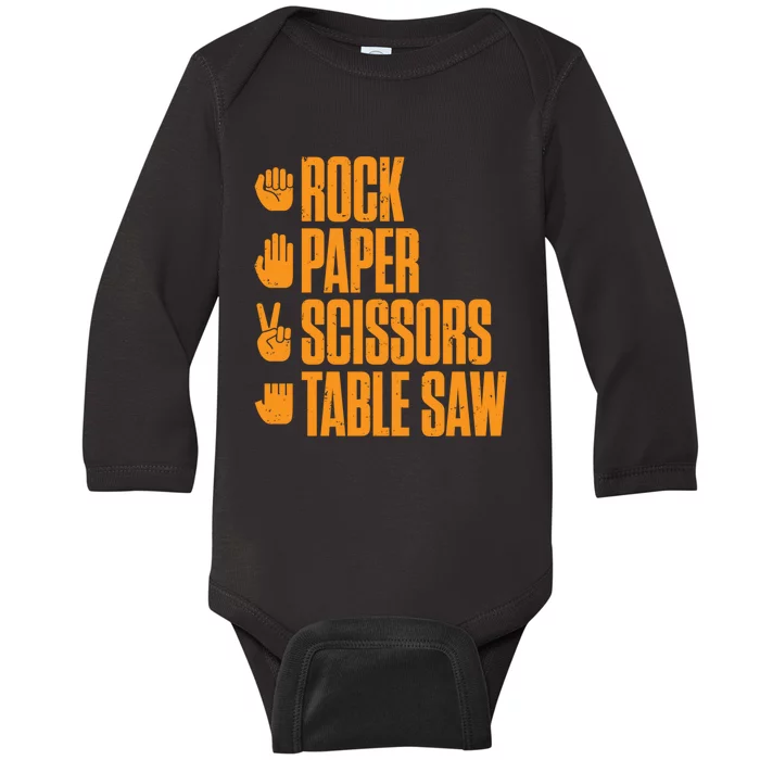 Rock Paper Scissors Table Saw Funny Carpenter Hoodie Baby Long Sleeve Bodysuit