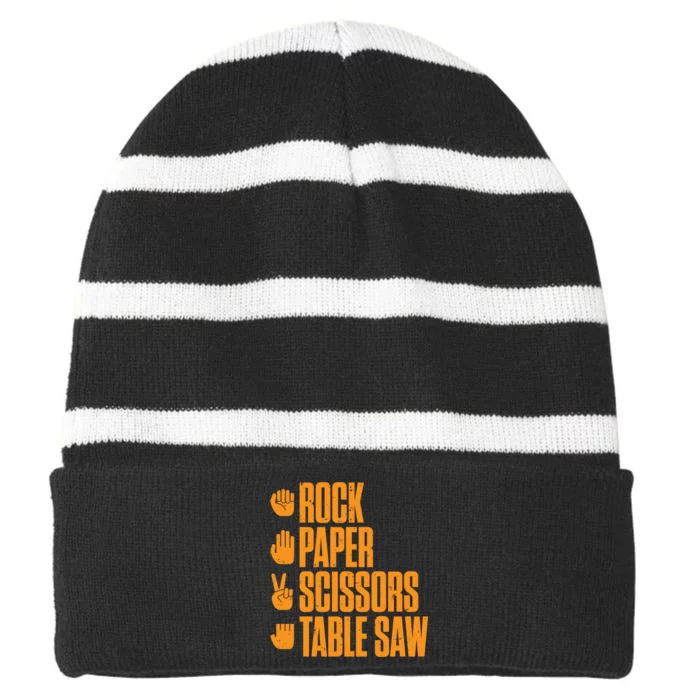 Rock Paper Scissors Table Saw Funny Carpenter Hoodie Striped Beanie with Solid Band