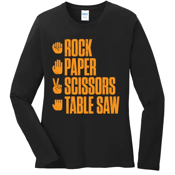 Rock Paper Scissors Table Saw Funny Carpenter Hoodie Ladies Long Sleeve Shirt