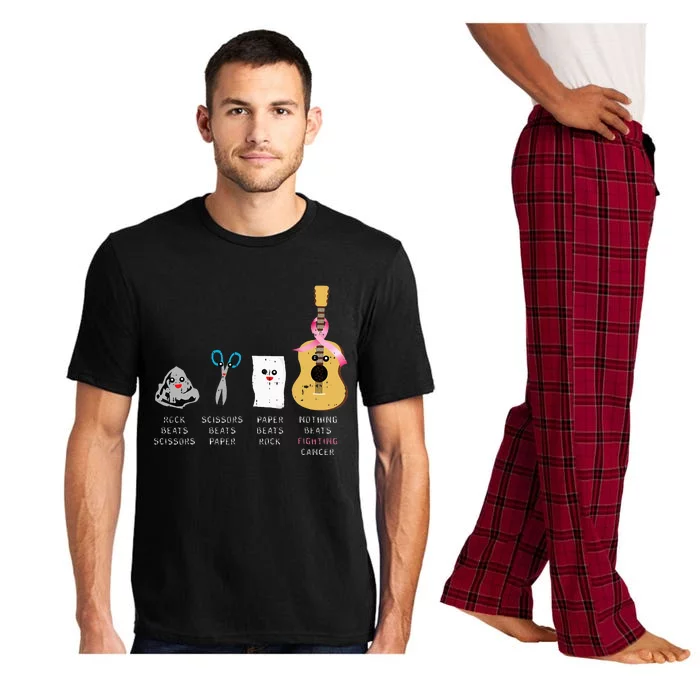 Rock Paper Scissors Guitar Fighting Cute Breast Cancer Gifts Pajama Set