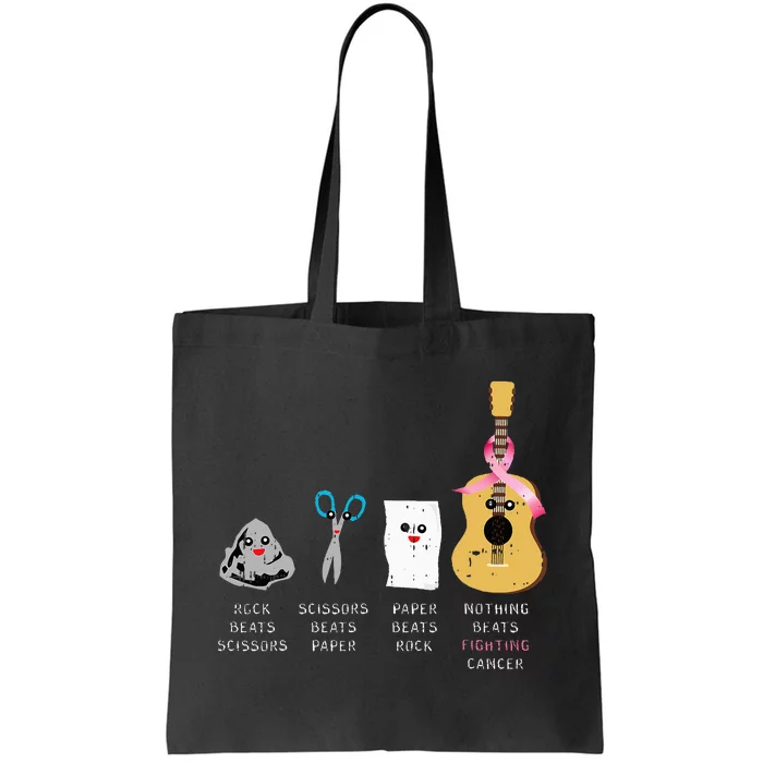 Rock Paper Scissors Guitar Fighting Cute Breast Cancer Gifts Tote Bag