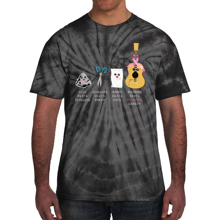 Rock Paper Scissors Guitar Fighting Cute Breast Cancer Gifts Tie-Dye T-Shirt