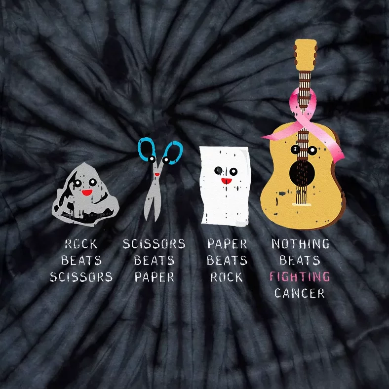 Rock Paper Scissors Guitar Fighting Cute Breast Cancer Gifts Tie-Dye T-Shirt