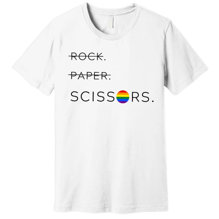 Rock Paper Scissors Lesbian Funny Lesbian Pride Lgbt Premium T-Shirt