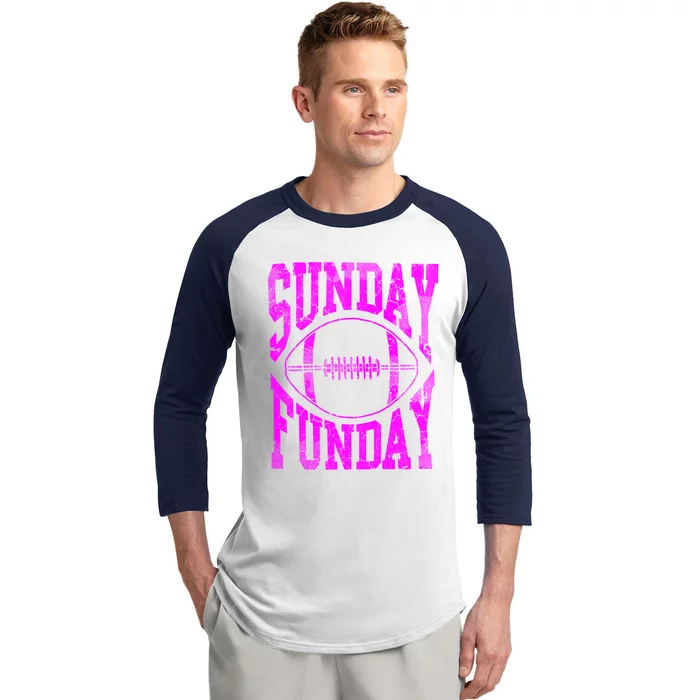 Retro Pink Sunday Funday Football Gift Baseball Sleeve Shirt