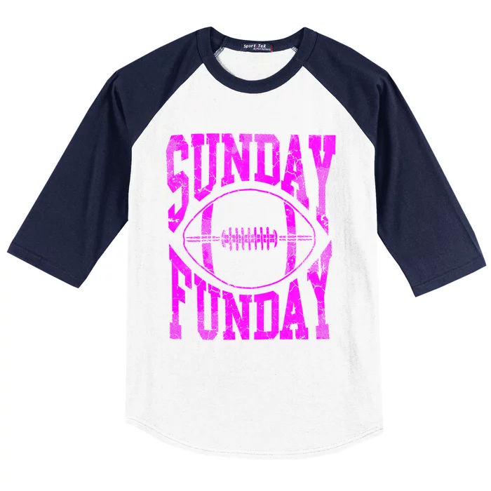 Retro Pink Sunday Funday Football Gift Baseball Sleeve Shirt