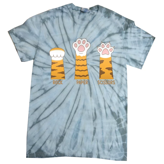 Rock Paper Scissors Cat Tie-Dye T-Shirt