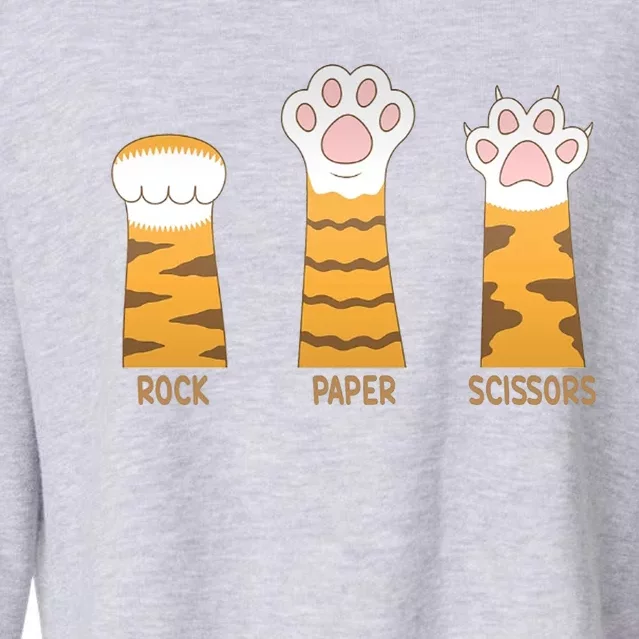 Rock Paper Scissors Cat Cropped Pullover Crew