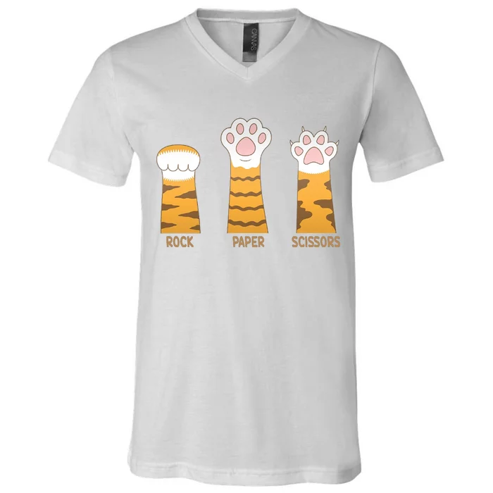 Rock Paper Scissors Cat V-Neck T-Shirt