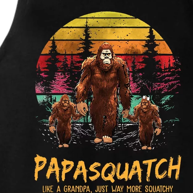 Retro Papa Squatch Like A Grandpa Funny Bigfoot Sasquatch Ladies Tri-Blend Wicking Tank