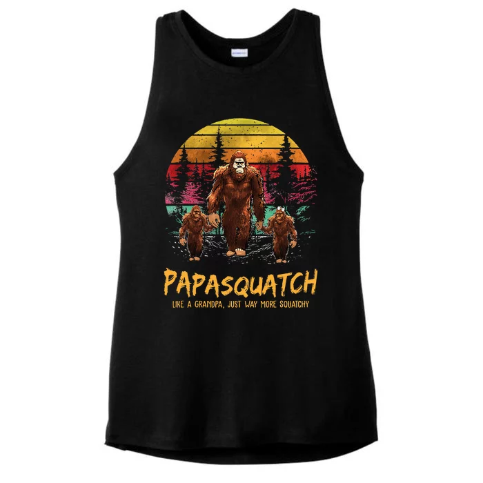 Retro Papa Squatch Like A Grandpa Funny Bigfoot Sasquatch Ladies Tri-Blend Wicking Tank