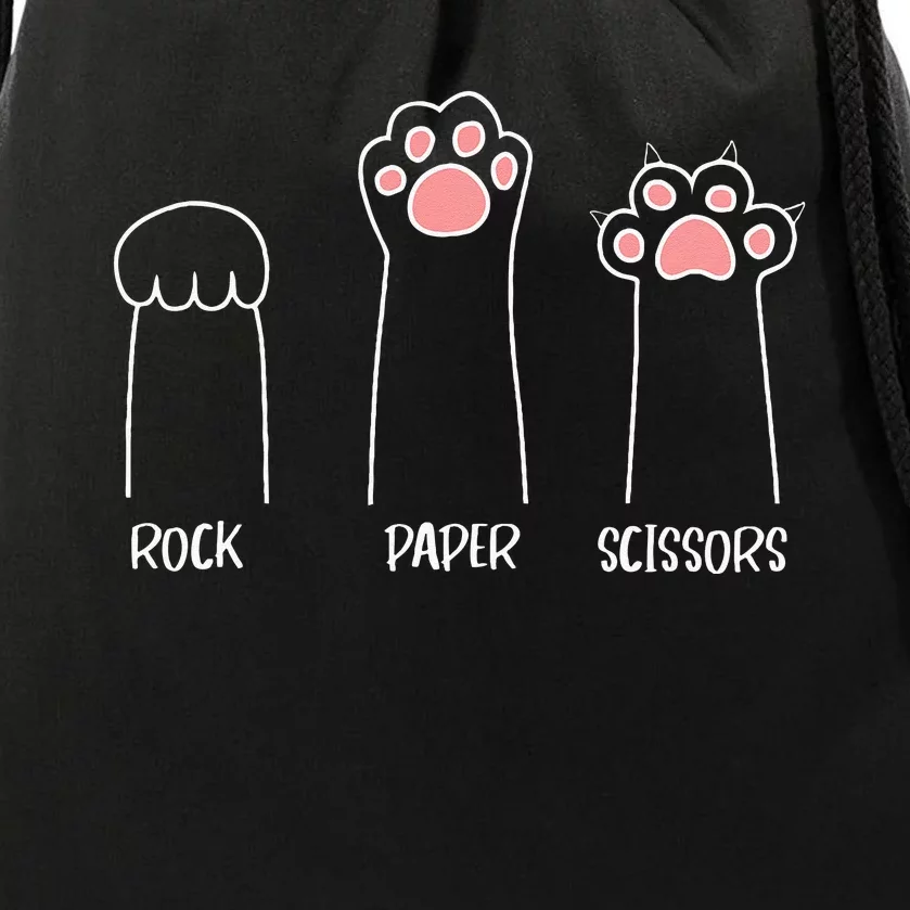 Rock Paper Scissors Hand Game Cute Paw Funny Cat Drawstring Bag